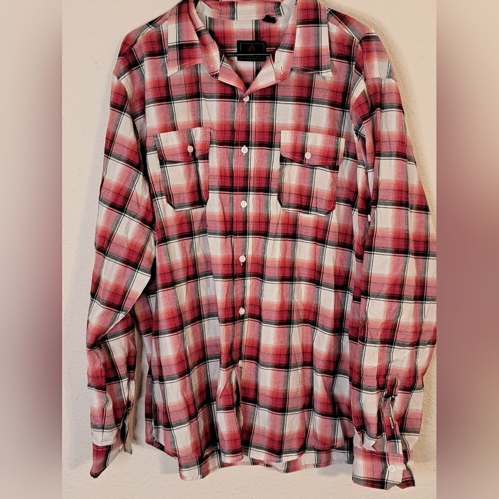 Swiss Cross plaid button down long sleeve shirt size XXL